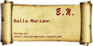 Balla Mariann névjegykártya
